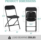 30 Pack Black Plastic Folding Chairs, Portable Stackable Commercial Party Folding Chairs with Steel Frame 350lbs for Home Office Outdoor Indoor Office Wedding Party Events