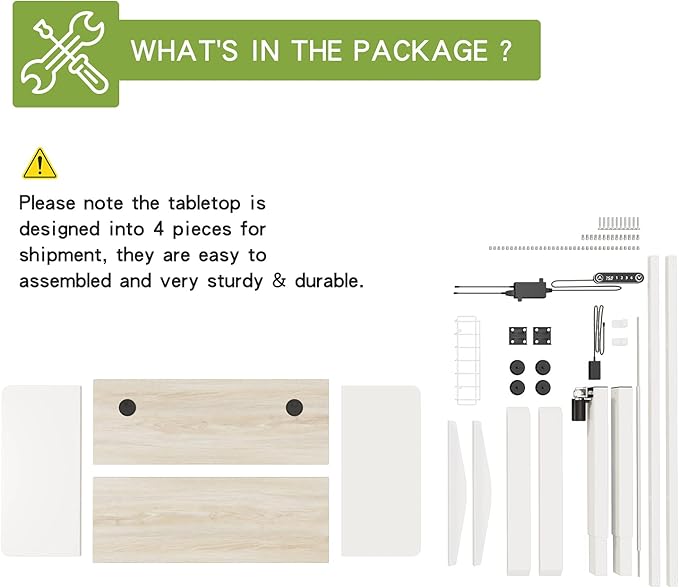 Radlove Electric Height Adjustable Standing Desk, 63x 30 Inches Stand Up Desk Workstation, Splice Board Home Office Computer Standing Table Ergonomic Desk (White+ Oak, 63x30'')