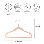 3 Sprouts Velvet Baby Hangers - Non-Slip Hanger for Infant, Toddler, Baby Clothes - Closet Kids Hangers with Slim Design, Nordic Colors, Pack of 30 - Hazelnut
