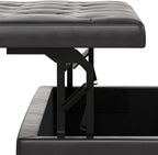 SIMPLIHOME Hamilton 44 inch Wide Traditional Rectangle Lift Top Rectangular Storage Ottoman in Tanners Brown Vegan Faux Leather, Assembled, For the Living Room, Entryway and Family Room