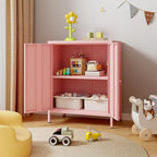Metal storage Cabinets with 2 Doors，Small Pantry Cabinet, Storage Closet with Adjustable Shelf and High Feet, Pink Cabinet for Home, Office, Living Room,Dining Room,Sideboard, Hallway and Entryway