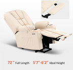 MCombo Large Power Lift Recliner Chair Sofa with Massage and Heat for Big and Tall Elderly People, 3 Positions, Cup Holders, and USB Ports, Faux Leather 7539 (Large, Cream White)