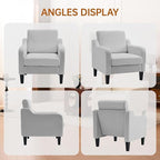 Accent Chair for Living Room, Modern Velvet Living Room Chairs with Wide Backrest, Upholstered Comfy Chair with Cushion, Oversized Sofa Chair with Wood, Single Armchair for Bedroom, Grey
