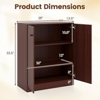 GOFLAME Floor Storage Cabinet with 2 Doors, Freestanding Accent Storage Cabinet Organizer with 3-Tier Inner Shelves, Modern Sideboard Buffet Cabinet for Kitchen, Living Room, Entryway, Dark Brown