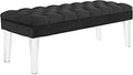 Modway Valet Tufted Button Performance Velvet Upholstered Bedroom Or Entryway Bench with Acrylic Legs in Black