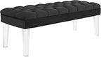 Modway Valet Tufted Button Performance Velvet Upholstered Bedroom Or Entryway Bench with Acrylic Legs in Black