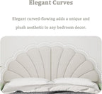 Queen Size Headboard Only, Petal Wall Mount Headboard Queen/Full Size for Adjustable Bed Velvet Upholstered Head Board Easy Assembly, Cream