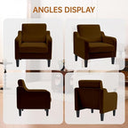 Accent Chair for Living Room, Modern Velvet Living Room Chairs with Wide Backrest, Upholstered Comfy Chair with Cushion, Oversized Sofa Chairs with Wood Legs, Single Armchairs, Brown