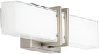 Possini Euro Design Exeter Modern Art Deco Wall Mount Light LED Brushed Nickel Silver Metal 17" Wide Vanity Fixture Rectangular Silk Screened Glass Shade Decor for Bathroom Over Mirror House Home