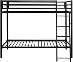 SHA CERLIN Loft Bunk Bed Twin Over Twin Size with Ladder and Guardrail,Heavy Duty Metal Slats Support No Box Spring Needed Small Space Saving Furniture for Bedroom Dorm,Black