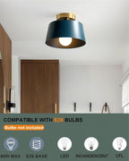 Ceiling Light Fixture, Hallway Ceiling Light with Gold Plate and Matte Black Shade, Modern Simple Style Porch Light Fixtures Semi Flush Mount (Blue)