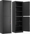 Metal Locker Tall Narrow Storage Cabinet, 67" H Locking Tool File Cabinets Snack Locker Organizer for School Classroom,Bedroom,Gym Home Office,Entryway and Hallway (20" W 2Door Black)