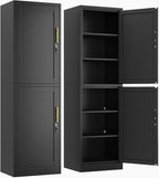 Metal Locker Tall Narrow Storage Cabinet, 67" H Locking Tool File Cabinets Snack Locker Organizer for School Classroom,Bedroom,Gym Home Office,Entryway and Hallway (20" W 2Door Black)