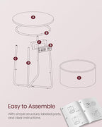 VASAGLE LILEA Collection - Side Table with Charging Station, Round End Table with Fabric Basket, Nightstand with USB Ports, for Living Room, Bedroom, Modern, Jelly Pink and Cream White ULET228R01