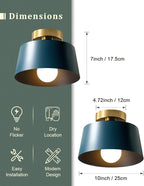 Ceiling Light Fixture, Hallway Ceiling Light with Gold Plate and Matte Black Shade, Modern Simple Style Porch Light Fixtures Semi Flush Mount (Blue)
