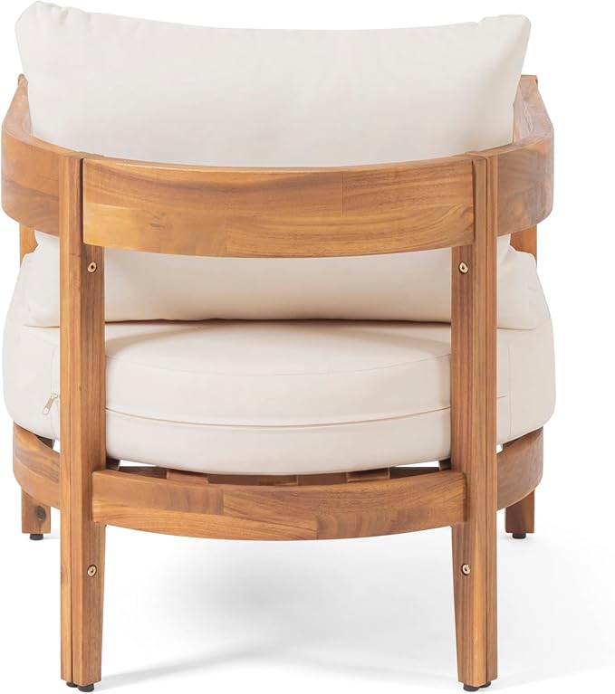 Christopher Knight Home Brooklyn Outdoor Club Chair with Cushions - Acacia Wood - Teak/Beige
