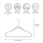3 Sprouts Velvet Baby Hangers - Non-Slip Hanger for Infant, Toddler, Baby Clothes - Closet Kids Hangers with Slim Design, Nordic Colors, Pack of 30 - Blue