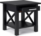 SIMPLIHOME Kitchener SOLID WOOD 21 inch Wide Square Contemporary End Table in Black for the Living Room and Bedroom