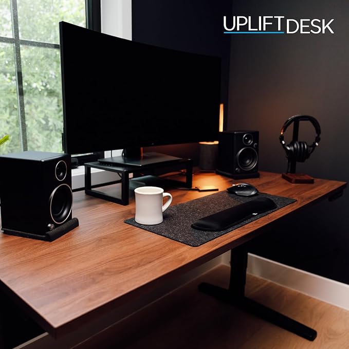 UPLIFTDESK V2 2-Leg White Laminate Wood Standing Desk – Adjustable Height, Advanced 1-Touch Memory Keypad, Under Desk Cable Management, Wire Grommets & Rocker Board (Black C-Frame, 60 x 30 inch)