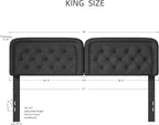 Tufted Upholstered Headboard King Size, Button Adjustable Height King Head Board Only, Sturdy and Durable Solid Wood with Nailhead Trim Headboards, Ideal for Bedroom, Dorm, Guest Room,Black