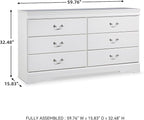 Signature Design by Ashley Anarasia Modern Glam Children's 6 Drawer Dresser, White