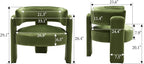 Set of 2 Accent Chairs with Arms, Upholstered Barrel Armchair with Curved Back, Comfy Single Side Chair for Reading, Living Room, Home Office, Green