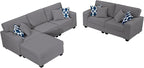 Legend Vansen Modular Sectional Sofa U Shaped Couch with Ottoman Modern Reversible Corner Sectional Couch for Living Room (Dark Grey, 2+3 with Ottoman)