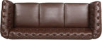 LEVNARY Chesterfield Sofa, Classic Tufted Upholstered Leather Couch, Modern 3 Seater Couch Furniture with Tufted Back for Living Room Office (Dark Brown)