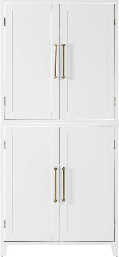 Crosley Furniture Roarke Corner Kitchen Storage Pantry Cabinet with Shelves, Kitchen, Dining, Laundry Room, White