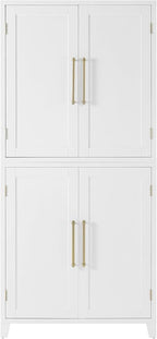 Crosley Furniture Roarke Corner Kitchen Storage Pantry Cabinet with Shelves, Kitchen, Dining, Laundry Room, White