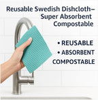 Paperless Kitchen Swedish Dishcloths 12-Pack – Reusable Eco-Friendly Cleaning Towels, Super Absorbent Cellulose Sponge Cloths for Kitchen, Dishes & Countertops, Quick-Dry & Compostable