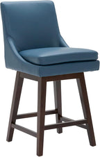 CHITA Counter Height Swivel Barstool, FSC Certified Upholstered Bar Stool, 26.8" H Seat Height, PU Leather in Dark Blue
