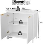 Sideboard Buffet Cabinet Set of 2, 31" Fluted Storage Cabinet with 2 Doors and Adjustable Shelves, Modern Sideboard Console Table for Living Room,Entryway,Dinning Room,Kitchen-White