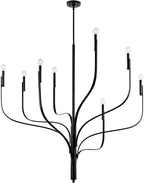 KICHLER Livadia 8-Light Chandelier, Soft Modern-Light in Black, for Foyer, Great Room, or Vaulted Dining or Bedroom (47.75" x 47.75"), 52675BK