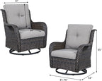 HUMMUH 7pcs Patio Furniture Set Swivel Rocker Patio Chairs,PE Wicker Outdoor Sofa Set of 2 with Coffee Table and Ottomans(Brown,Grey)