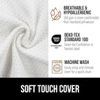 GORILLA GRIP Patent Pending Bed Wedge Pillow Headboard Gap Filler, US Designed, Comfortable Supportive High Density Foam Pillows, Stay in Place Gripping Dots, Wedges Between Mattress, Full Size White