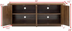 LKTART 64" Sideboard Buffet Cabinet with Storage, Wooden Fluted Storage Cabinet Sideboard Credenza with Adjustable Shelves Pressed Spring for Kitchen Living Room (Walnut)