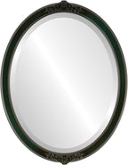 OVALCREST Oval Beveled Wall Mirror for Home Decor - Athena Style - Hunter Green - 26" x 22" Outside Dimensions