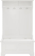 Crosley Furniture Campbell Hall Tree with Storage Bench and Coat Rack Hooks for Hanging, White