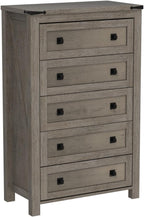 T4TREAM Farmhouse 5 Drawers Dresser Chests for Bedroom, Wood Rustic Tall Chset of Drawers,Dressers Organizer for Bedroom, Living Room,Hallway, Light Rustic Oak
