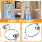 Brushed Silver 16-Piece Bathroom Hardware Set Stainless Steel, 24in and 16in Towel Bars Set Wall Mounted Bathroom Accessories
