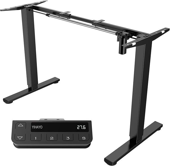 YIHAYO Standing Desk Frame, DIY Workstation, Frame Only, Adjustable Desk with Memory Smart Pannel, Computer Table for Home Office (Black)