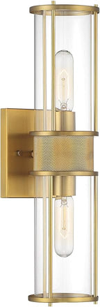 Possini Euro Design Miranda Modern Wall Light Sconce Warm Brass Gold Hardwired 4 1/2" 2-Light Fixture Clear Glass Shades for Bedroom Bathroom Vanity Reading Living Room Hallway House Home Decor
