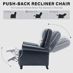 UIXE Faux Leather Pushback Recliner Chairs Set of 2, Overstuffed Armchair Push Back Accent Chair for Living Room, Rivet Trim Club Chair Home Theater Single Sofa Bedroom Side Reading Seat - Navy Blue