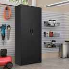 BESFUR 71" H Metal Storage Cabinet with 5 Adjustable Shelves and Lockable Doors, Locking Cabinet for Garage, Classroom and Office - Black