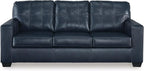 Signature Design by Ashley Santorine Classic Leather Match Tufted Sofa, Blue