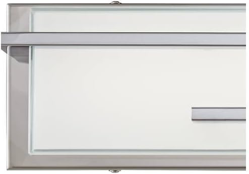 Possini Euro Design Jada Modern Wall Mount Light LED Chrome Silver Hardwired 26 1/4" Wide Light Bar Fixture Rectangular White Glass Shade for Bathroom Vanity Mirror House Home Room Decor