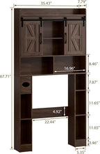 Farmhouse Storage Cabinet Over Toilet with Sliding Doors，Over The Toilet Storage Cabinet, Home Space-Saving Toilet Rack, for Bathroom, Restroom, Laundry.Espresso