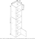 Furinno LUDER Book Shelf, 5-Tier Modern Bookshelf, Bookcase with 1 Door Storage Cabinet, 9.3 x 12 x 52, for Living Room, Bedroom, Home Office, White