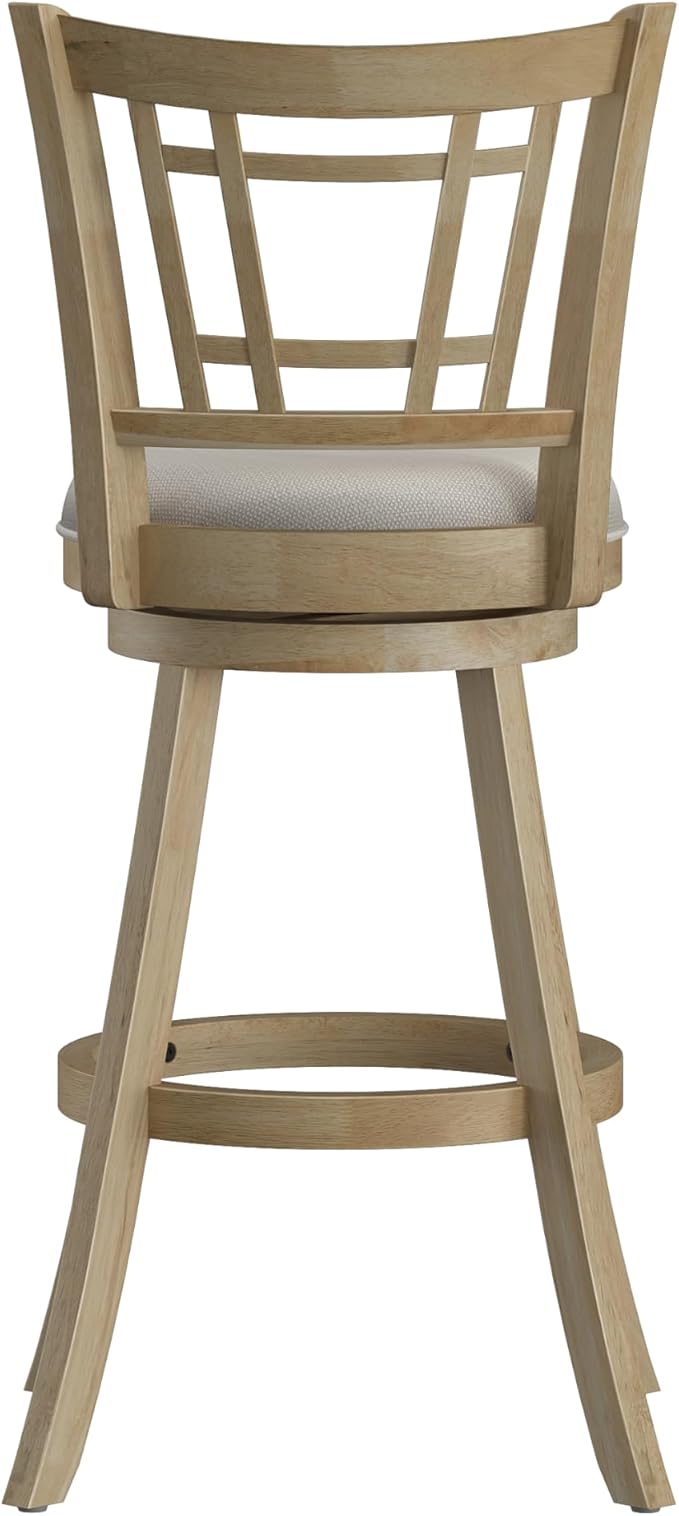 Hillsdale Fairfox Swivel Stool with Rectangular Lattice Back, Natural
